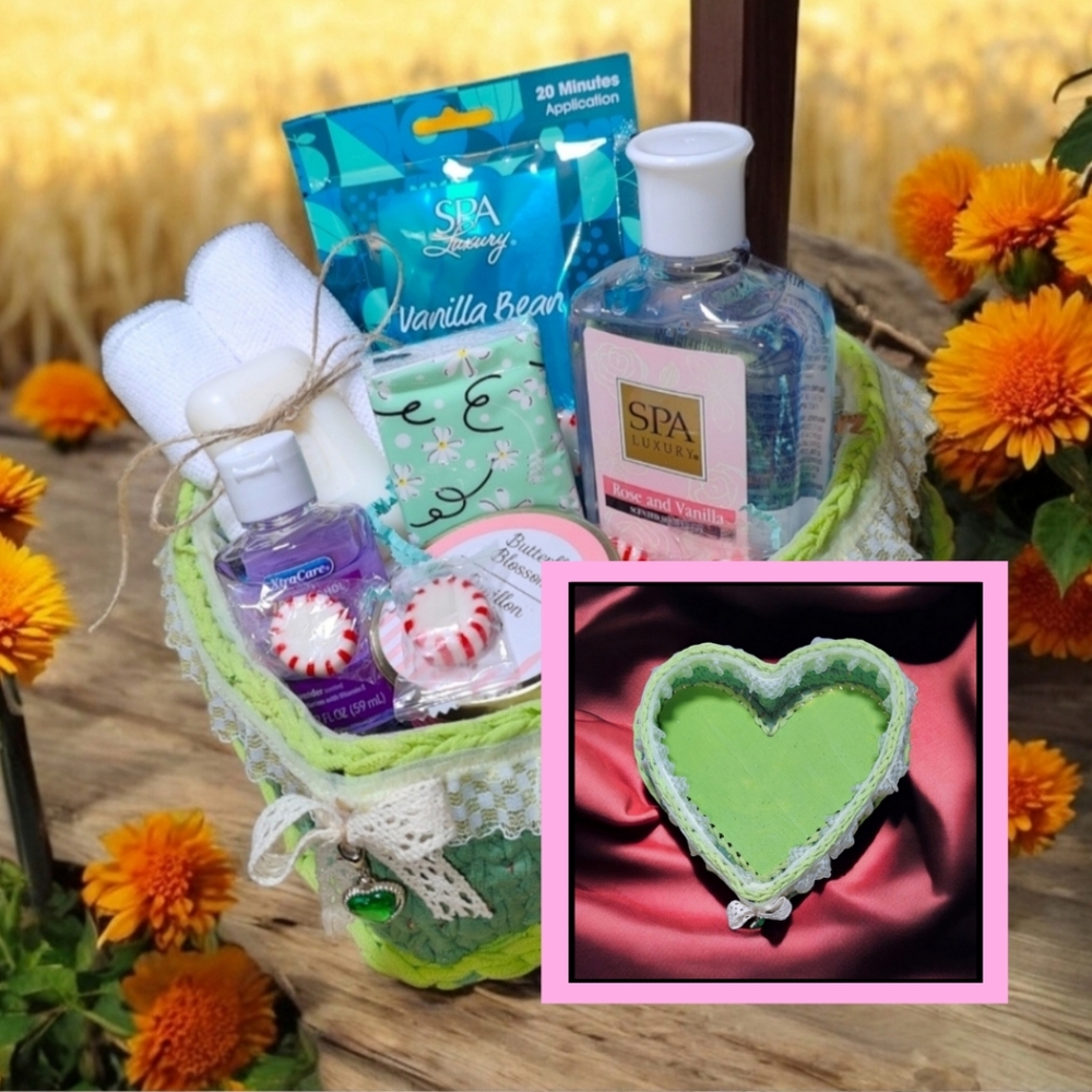 Handmade Welcome Heart Home Guest Gift Supplies Basket